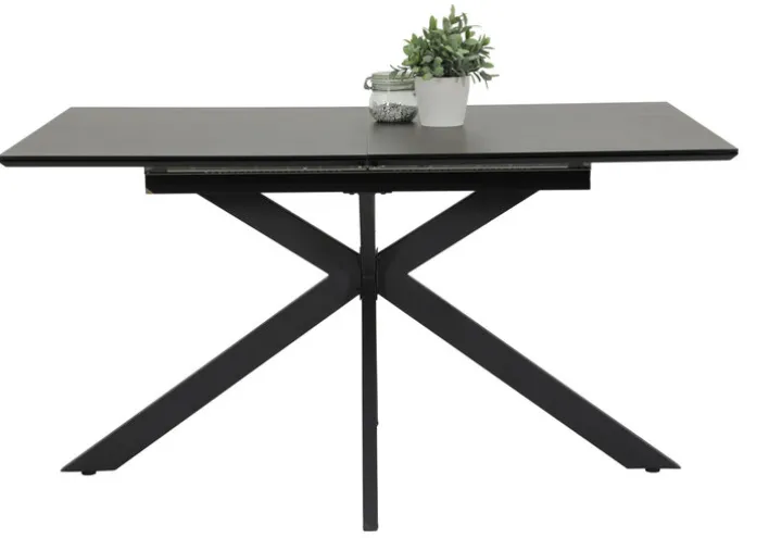 Esstisch CHANDLER 140-180 x 90/76 cm anthrazit/schwarz/Keramikoptik