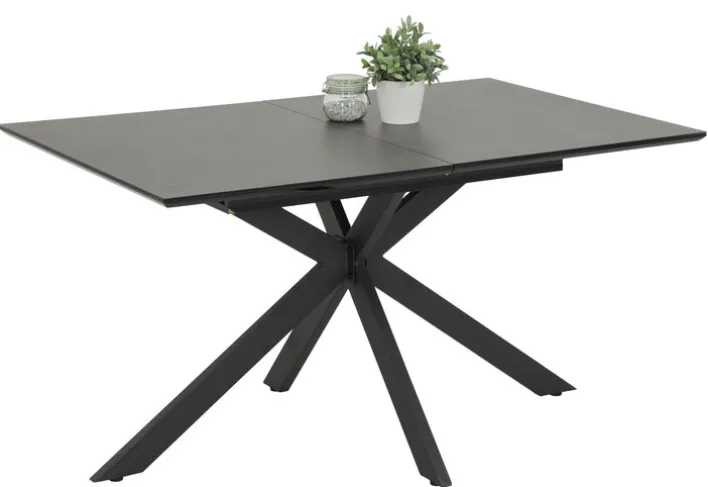 Esstisch CHANDLER 140-180 x 90/76 cm anthrazit/schwarz/Keramikoptik