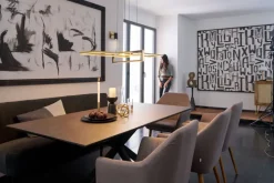 Esstisch CHANDLER 140-180 x 90/76 cm anthrazit/schwarz/Keramikoptik