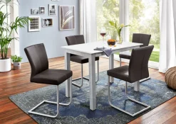 Esstisch DASH 130-190 x 80 cm Glasplatte weiß