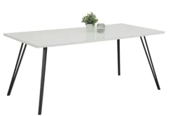 Esstisch JENNIFER 180 x 90 cm Hochglanz weiß/schwarz