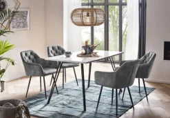 Esstisch JENNIFER 180 x 90 cm Hochglanz weiß/schwarz