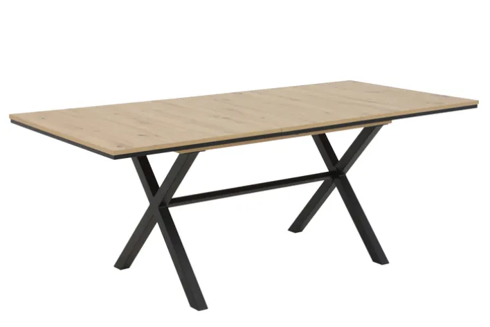 Esstisch KARINA 160 (200) x 90 cm Artisan-Eiche-Dekor braun/schwarz