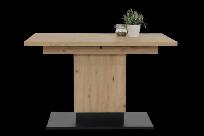 Esstisch LORENA 120 (150/180) x 80 cm Artisan-Eiche-Dekor braun/schwarz