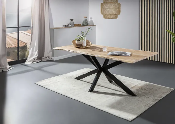 Esstisch LORENZO 180 x 90 cm Akazie Massivholz/schwarz