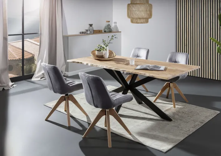 Esstisch LORENZO 180 x 90 cm Akazie Massivholz/schwarz