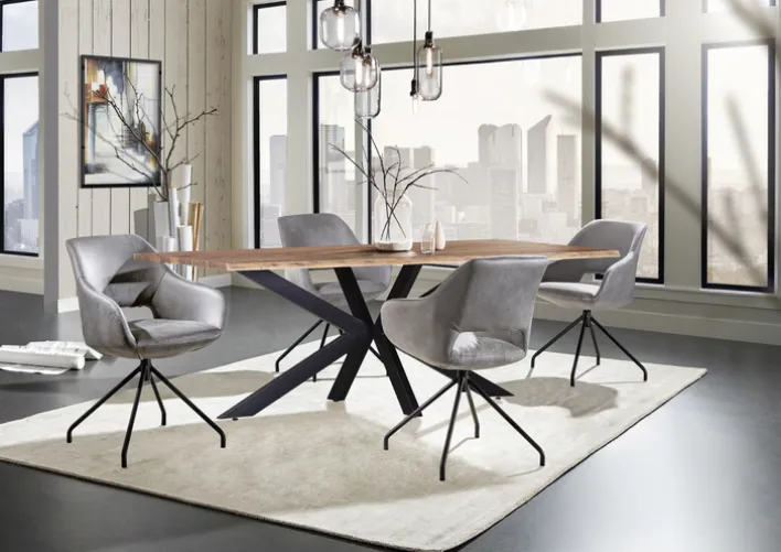 Esstisch LORENZO 180 x 90 cm Akazie Massivholz/schwarz