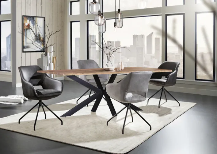 Esstisch LORENZO 180 x 90 cm Akazie Massivholz/schwarz