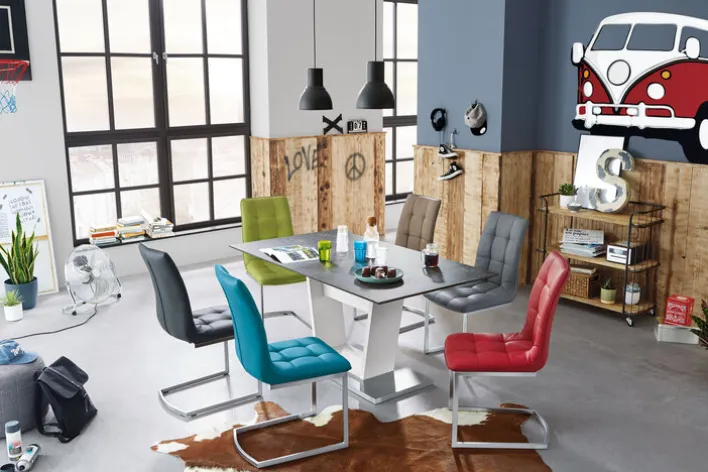 Esszimmerstuhl HURLEY Lederlook anthrazit