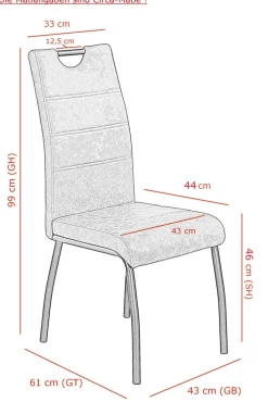 Esszimmerstuhl PETRA 2er Set anthrazit