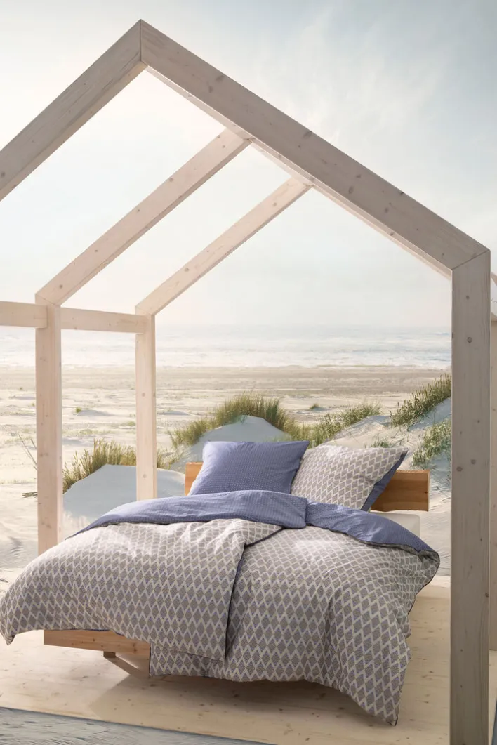 ESTELLA NATÜRLICH Baumwoll-Bettwäsche CASABLANCA 135 x 200 cm blau