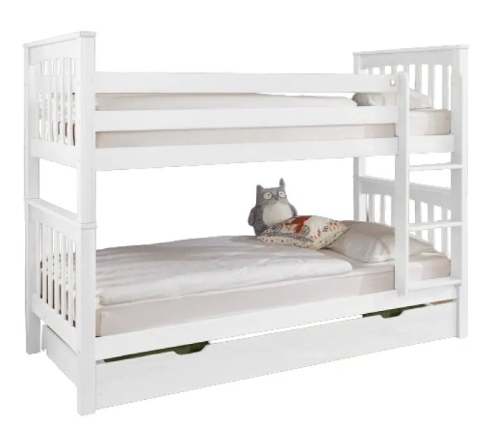 Etagenbett 140 x 200 cm mit Bettkasten weiß