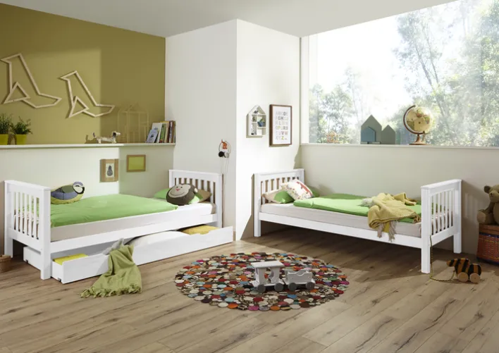 Etagenbett 140 x 200 cm mit Bettkasten weiß