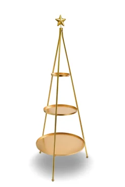Etagere 3 Stöckig RED VELVET Metall Durchmesser 55 cm Höhe 141 cm Goldfarbig
