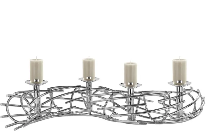 FINK Kerzenhalter CARA 80 cm Metall vernickelt silberfarbig