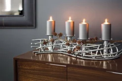 FINK Kerzenhalter CARA 80 cm Metall vernickelt silberfarbig