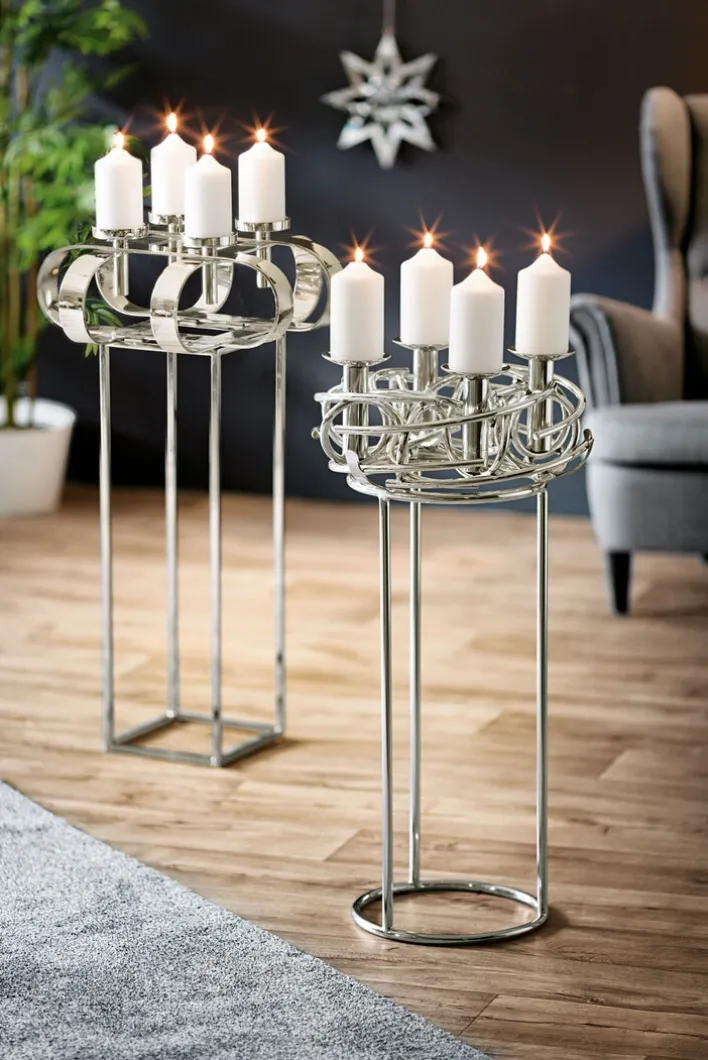 FINK Ständer CARA für Adventskranz 70 cm Metall vernickelt silberfarbig