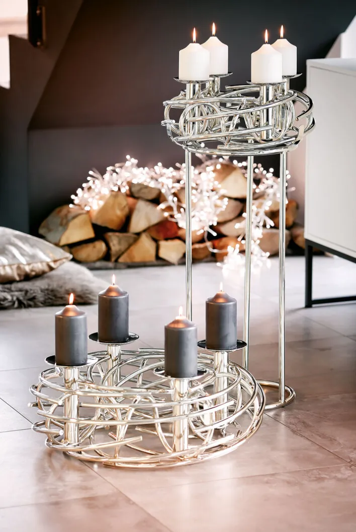 FINK Ständer CARA für Adventskranz 70 cm Metall vernickelt silberfarbig