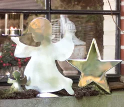 Fink Weihnachten Kerzenständer Engel HOLYWORKER 30 cm silberfarbig