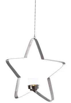 Fink Weihnachten Teelichthalter STACEY 30cm Edelstahl/Glas