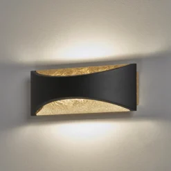 FISCHER & HONSEL LED Wandleuchte RIO 22,5 cm sandschwarz /Blattgoldfarbig