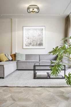 FISCHER & HONSEL Retrofit Deckenlampe DIMA 40 cm sandschwarz /rauchfarbig