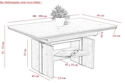 Funktionscouchtisch INGO 110 (150) x 70 cm braun/anthrazit