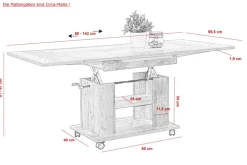 Funktionscouchtisch JAKOB 90 (142) x 60 cm Artisan-Eiche-Dekor