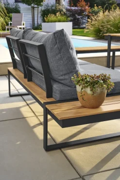 Garden FLAIR Dining Gartenlounge BASEL U 5-tlg grau /Akazie braun