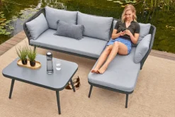 Garden FLAIR Living Gartenlounge LIBRA 3-teilig anthrazit /hellgrau