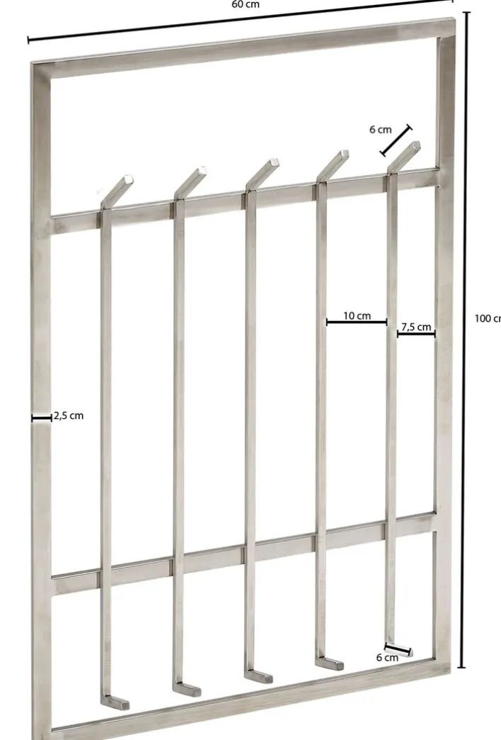 Garderobe 60 x 100 cm silberfarbig