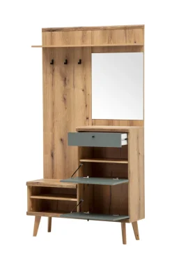 Garderobe ALVA 110 x 200 cm Braun/Salbei