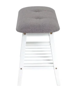 Garderobenbank 60 x 44 cm Weiß/ Grau