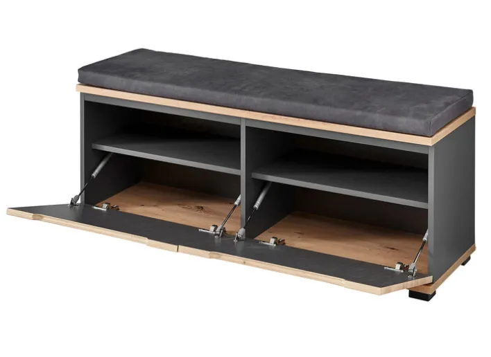 Garderobenbank SEDEO 120 x 50 cm Artisan Eiche-Dekor / Graphit