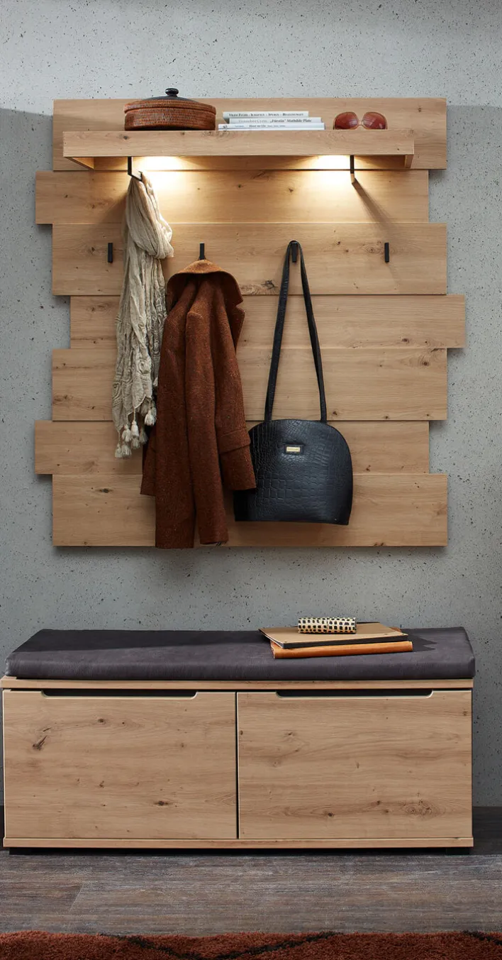 Garderobenbank SEDEO 120 x 50 cm Artisan Eiche-Dekor / Graphit