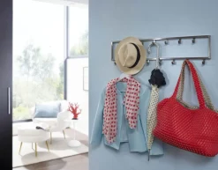 Garderobenleiste 80 x 20 cm Silberfarbig