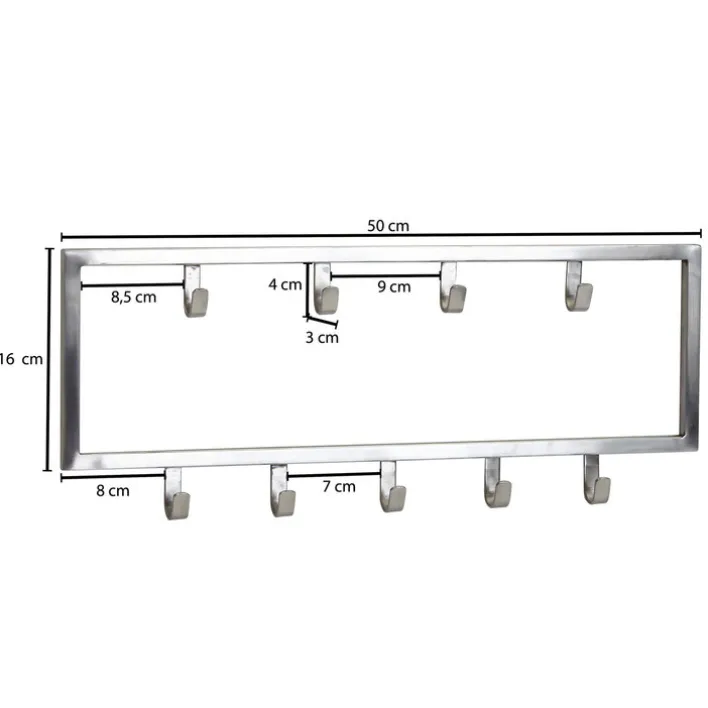 Garderobenleiste 50 x 20 cm silberfarbig
