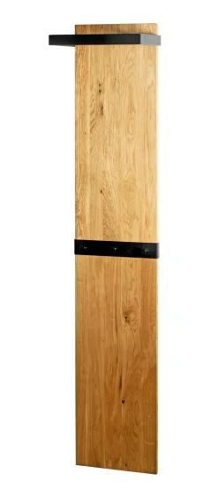 Garderobenpaneel 35 x 175 cm Eiche Massivholz/schwarz