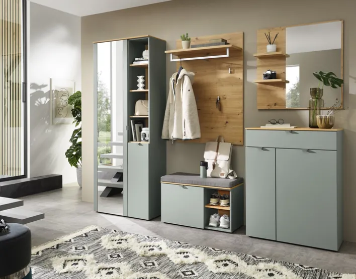 Garderobenpaneel 78 x 117 x 30 cm braun/silberfarbig