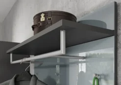 Garderobenpaneel LEVIN 97 x 96 cm Glasfront Silbergrau/Graphit