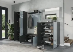 Garderobenpaneel LEVIN 97 x 96 cm Glasfront Silbergrau/Graphit