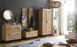 Garderobenschrank 80 x 180 cm Mango lackiert mit Rattan-Front