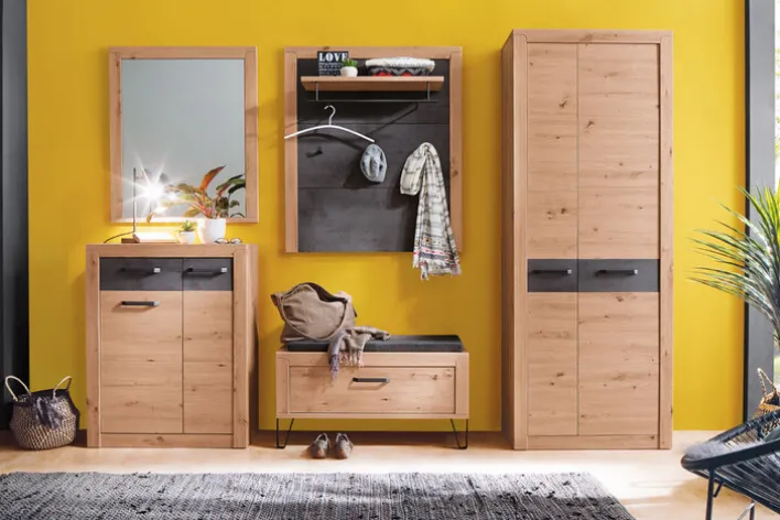 Garderobenschrank 77 x 202 x 38 cm Holznachbildung balkeneiche