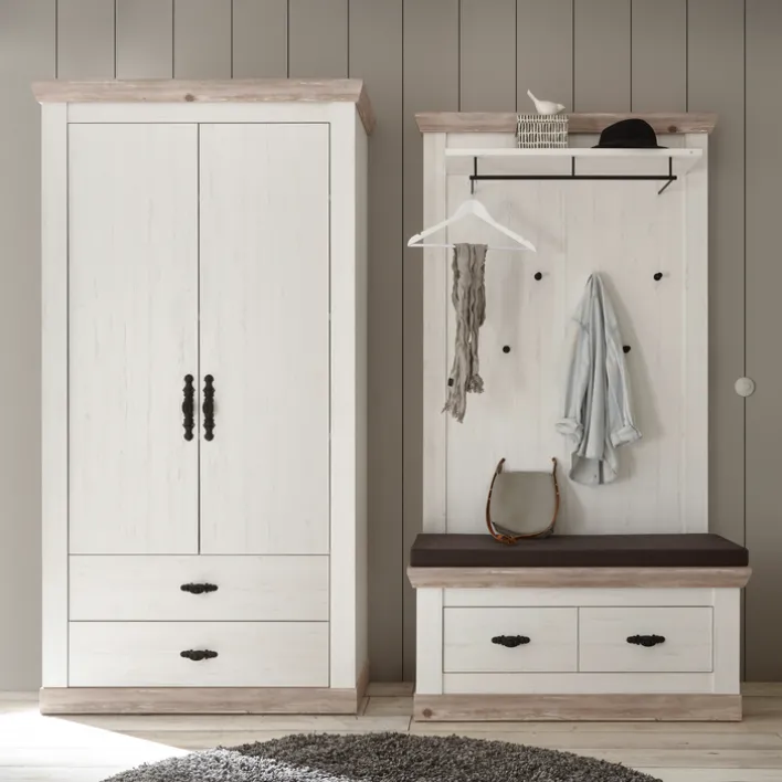 Garderobenschrank FLORENZ 107 x 201 cm weiß/braun