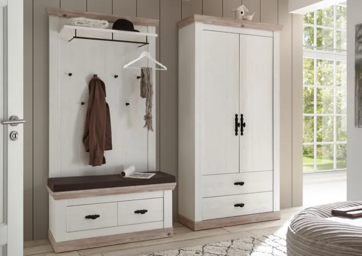 Garderobenschrank FLORENZ 107 x 201 cm weiß/braun