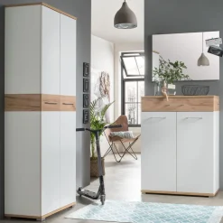 Garderobenschrank THEO Weiß/ Navarra Eiche NB