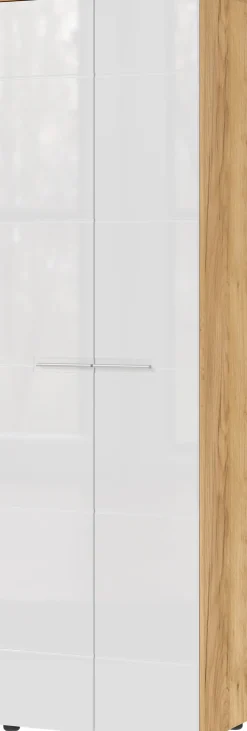 Garderobenschrank LEVI 60 x 198 cm weiß Hochglanz/braun