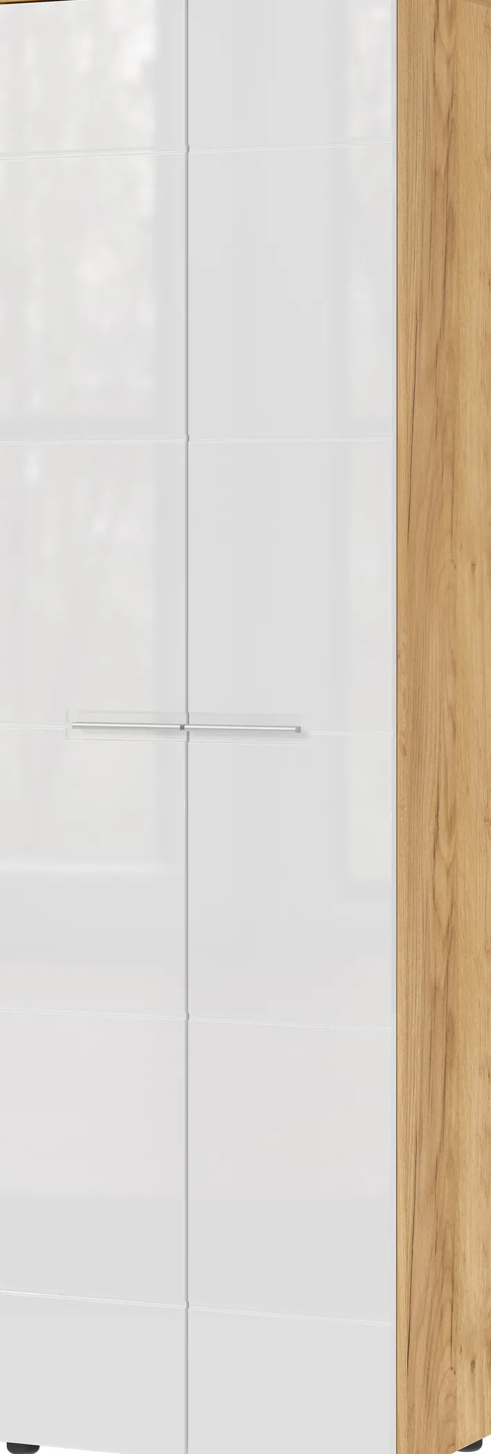 Garderobenschrank LEVI 60 x 198 cm weiß Hochglanz/braun