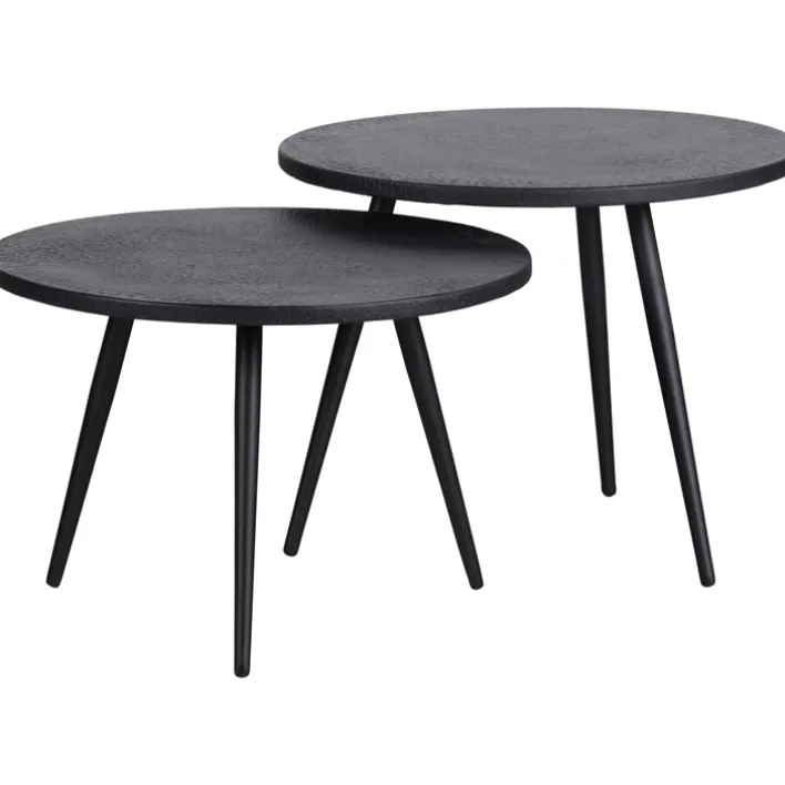 Garten Beistelltisch SUZE 2-teilig schwarz