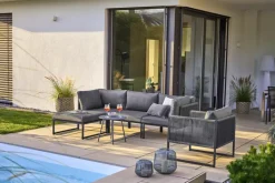Garten FLAIR Loungesessel Outdoor RENO anthrazit /Rope grau